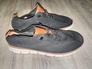 Mens Black Knit Dress Sneakers Brown Accent Lightweight Casual Shoes New